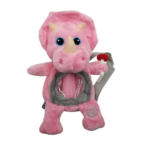 Chupa Chups Pink Triceratops Dinosaur Plush Backpack Promo Carry Bag 12" +18mo - Picture 1 of 5